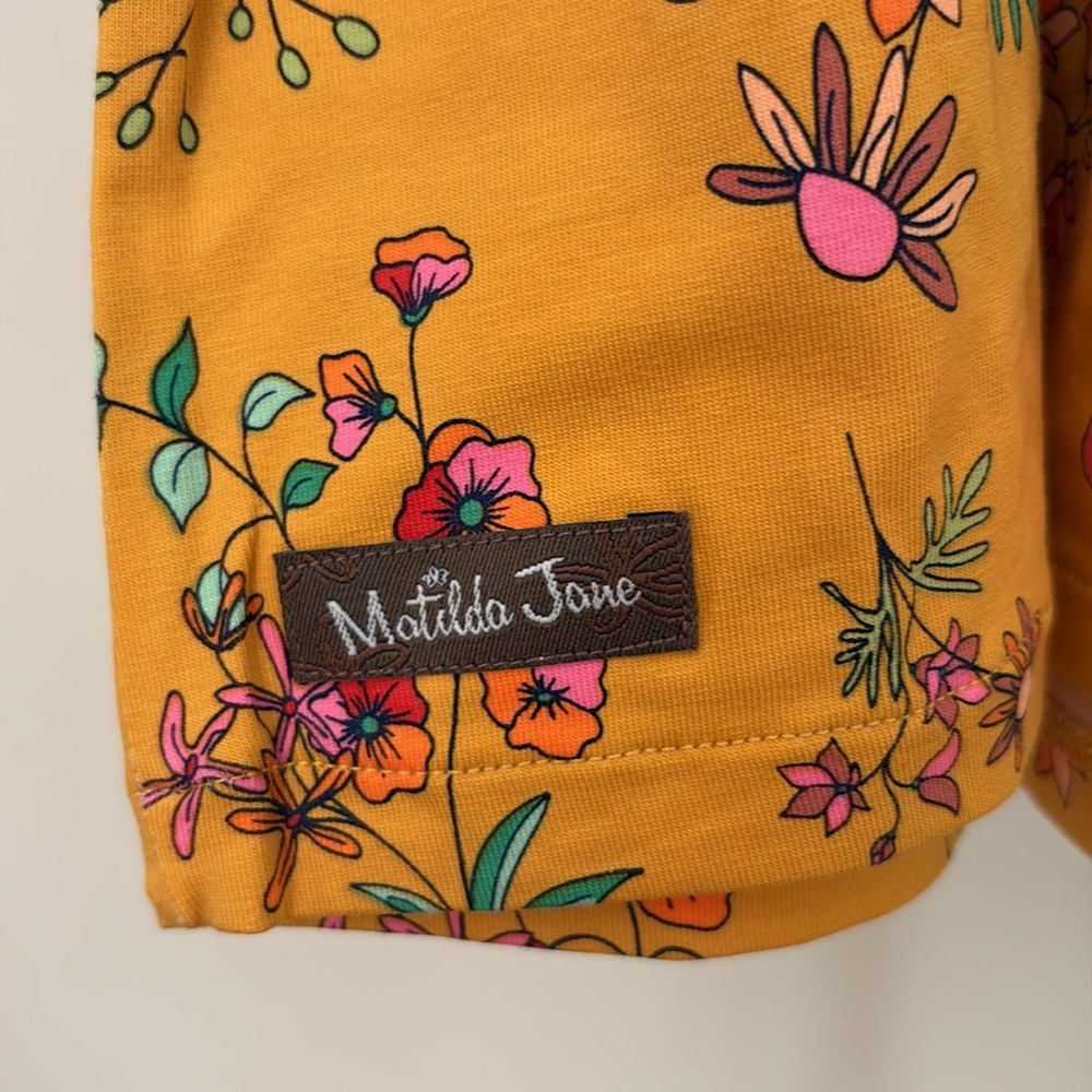 Matilda Jane Gold Floral “Stand Tall Be Sweet” Ruffle Sleeve Dress NWT - Picture 3 of 6